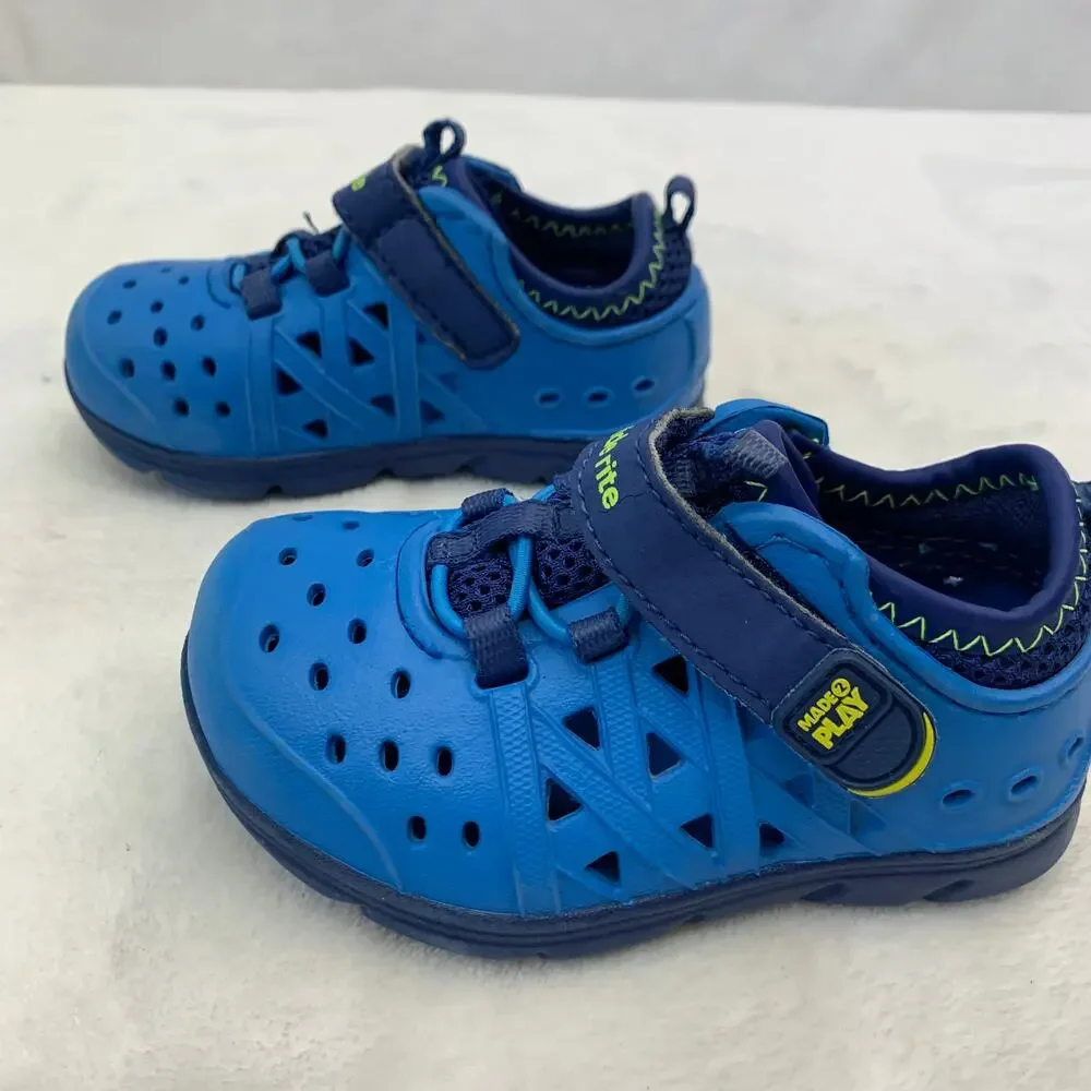 Stride Rite M2P Phibian Boys Sz 5 Water Shoes Blue Navy Slip On Straps Beach